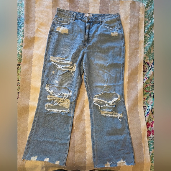 Flying Monkey Dad Jean -Distressed Blue Jeans - Picture 1 of 5